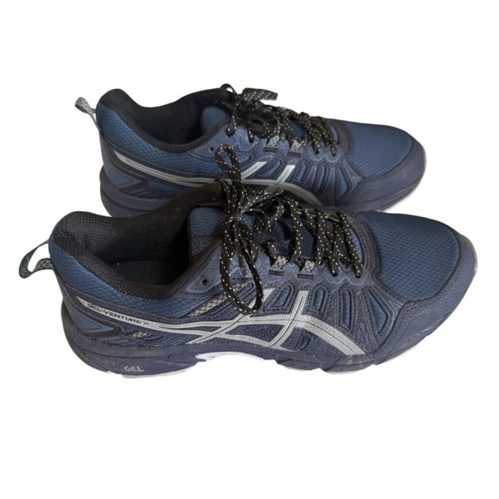 Asics Gel-Venture 7 Mens Trail Running Shoes Navy Blue Silver 1011A560 Size 10